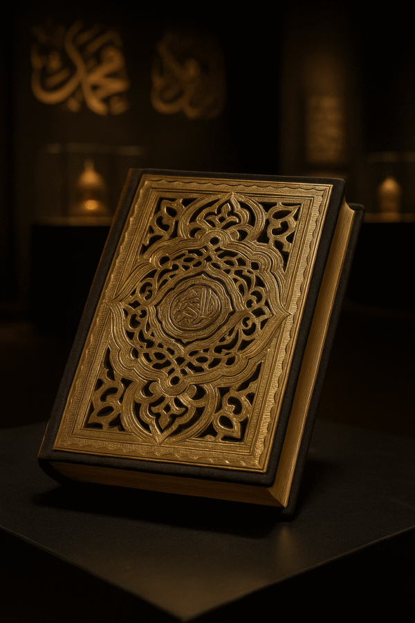 Handcrafted Islamic Quran Cover – Brass with Traditional Ornaments