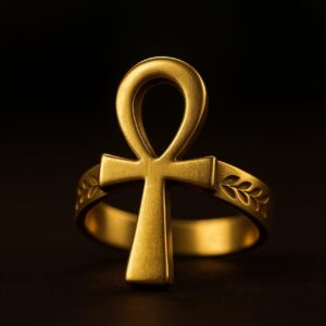 Handcrafted Pharaonic Copper Ring with Ankh and Ancient Egyptian Engravings