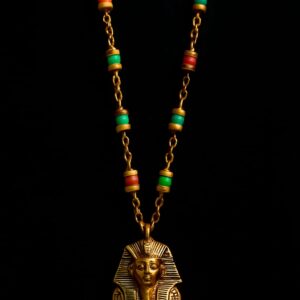 Handcrafted Pharaoh’s Head Necklace – Colorful Gemstone Egyptian Style