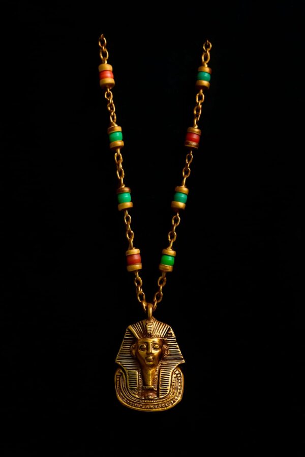 Handcrafted Pharaoh’s Head Necklace – Colorful Gemstone Egyptian Style