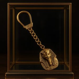 Handmade Pharaonic Copper Keychain – King Tutankhamun Face