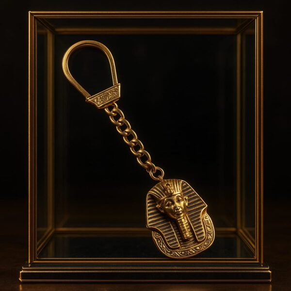 Handmade Pharaonic Copper Keychain – King Tutankhamun Face